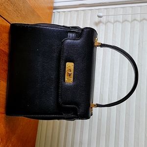 Structured black leather purse